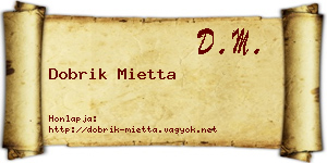 Dobrik Mietta névjegykártya